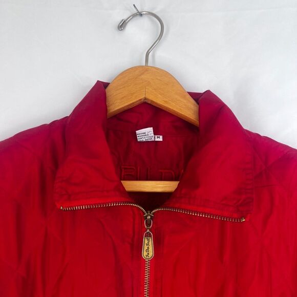 FUDA International VTG 100% Silk Red Full Zip Bomber Jacket Lightweight Size MD - Picture 3 of 15